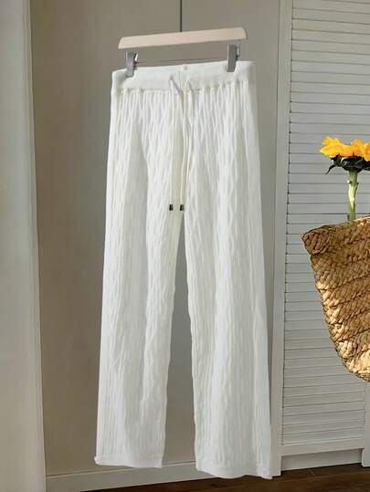 Manfinity Homme Men's Solid Color Drawstring Waist Oblique Pocket Casual Summer Pants