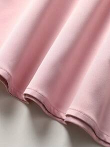 SHEIN 女孩夏季粉色优雅生日派对纯色蝴蝶结装饰腰部抹胸连衣裙 - 粉色 - 查看 6