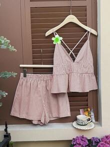 Comfortcana Bộ đồ nữ dệt màu xanh dương, kiểu dáng thường ngày. - Cà phê nâu - Xem 6