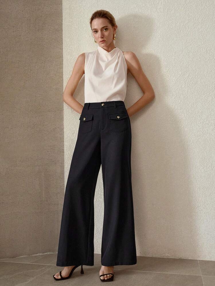 WOMEN RELAXED FIT STRAIGHT LEG CASUAL PANTS