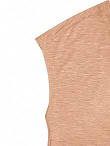 EMERY ROSE Camiseta casual de mujer de unicolor con cuello en V y mangas tipo murciélago - Caqui - Ver 4