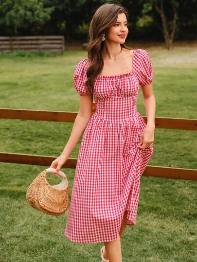 Vintamour Vintage Elegant Women's Dress With Pocket Plaid Puff Sleeves Casual Holiday Dress Summer Dresses For Women Summer Outfits Holiday Outfits Spring Outfit Women Spring Dress Women Spring Clothing Spring Break Outfits Spring Clothes Women Elegant Dresses For Party Elegant Party Dresses For Women Wedding Guest Dress For Women Wedding Party Dress Graduation Dress Elegant Ceremony Dresses Elegant Dresses For Women Formal Dress Red Gingham Dress Cottagecore Dress Milkmaid Dress Spring/Summer Elegant Dress For Women Casual Vacation Dress For Women