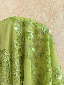 Soleia Bộ 2 món gồm áo yếm và chân váy ngắn đính sequin lấp lánh, ôm sát người, thích hợp cho các lễ hội âm nhạc, tiệc tùng, Tết Nguyên đán, dạ hội thường niên, Giáng sinh, Halloween. - màu xanh lá - Xem 3