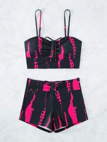 Swim Vcay 紮染前抽繩比基尼泳裝 - 彩色 - 查看 4