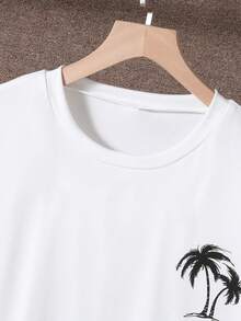 2pcs/Set Teen Boys' Fashionable White T-Shirt And Shorts,Soft Comfortable Summer Streetwear Holiday Outfit For Sports,School,Outings And Photography - White - View 6