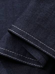 DAZY 女士春季休闲翻领花瓣袖露脐上衣和宽松长裤两件套 - 藏蓝色 - 查看 7