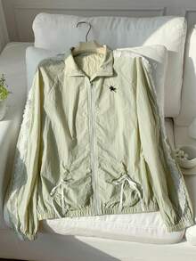 Comfortcana Women's Spring Casual Lace Trim Lightweight Jacket - Green - View 3