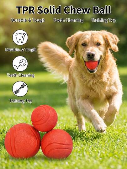 PETSIN 1PC Pet Supplies - TPR Solid Elastic Ball - Dog Toy - Chew-Resistant And Teething Toy - Pet Dog Toy Ball - Toy To Entertain Dogs - Training Ball