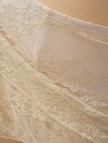 EgrlEra Women's Fashionable Beige Multi-Layered Criss-Cross Lace Skirt - Beige - View 5