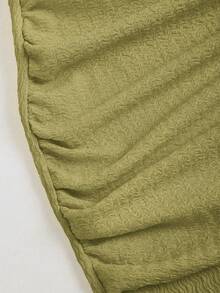 SHEIN Sweetro 收腰极简喇叭袖紧身收腰连衣裙 - 綠色 - 查看 4