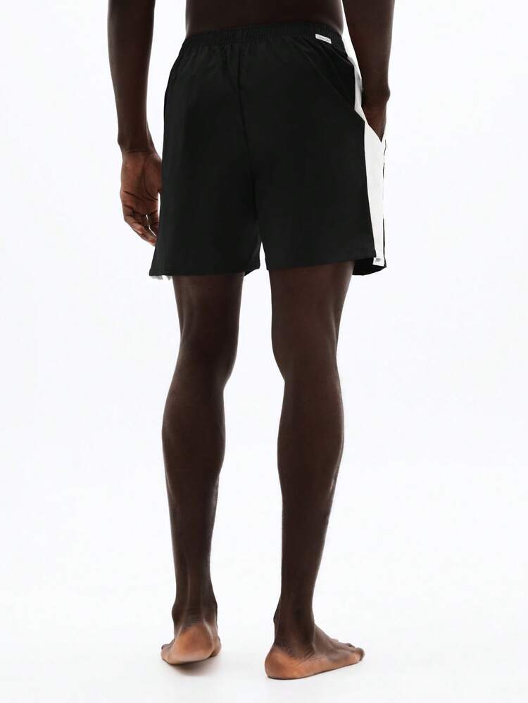 Pantaloncini da bagno verdi foresta con pannelli laterali bianchi, costumi da bagno estivi da spiaggia, asciugatura rapida, vita elastica, casual, per vacanze in piscina e spiaggia