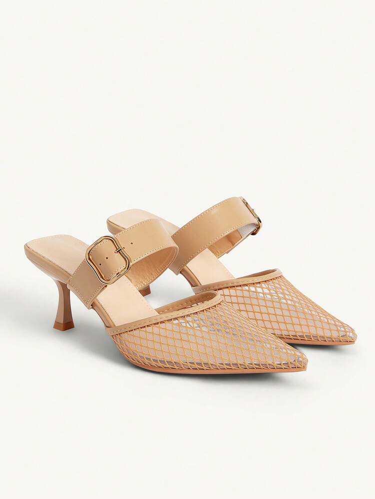CUCCOO CHICEST Women's Solid Color Pointed Toe Buckle Strap Elegant Commuting High Heels Wedding Shoes