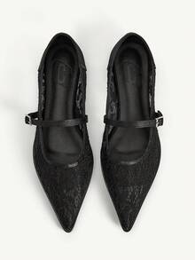 CUCCOO CHICEST Women's Summer Versatile Breathable Mesh One-Strap Pointed Toe Flat Sandals Wedding Shoes Spring Shoes Bride Shoes - Black - View 1