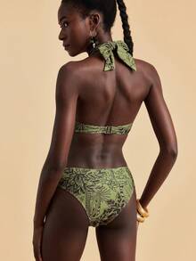 Travachic Women's All-Over Print Halter Neck Backless Bikini Set - Multicolor - View 2