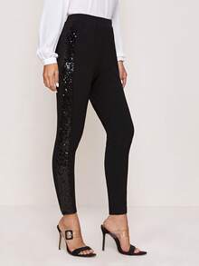 Firerie Pantalones ajustados cortos panel con lentejuelas - Negro - Ver 1