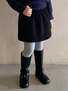DAZY Young Girl Solid Color Casual Versatile Daily Wear Mini Skirt - Black - View 6