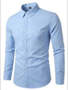 Manfinity Bizformal Áo sơ mi dài tay nam công sở - Màu xanh nhạt - Xem 4