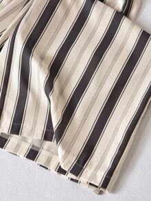 Rusticease Pantalones casuales de pierna ancha con cintura elástica y estampado de rayas para mujer - Multicolor - Ver 5