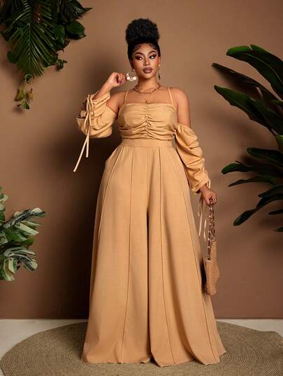 Maweii Women's Elegant Casual Drawstring Jumpsuit, Suitable For Daily Wear, Party, And Vacation, Plus Size