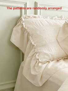 Cirelle 2/3 件套公主风床上用品套装，100% 涤纶 3D 立体花朵荷叶边被套（不含被芯），四季皆宜，现代荷叶边被套，含 1/2 个枕套 - 米色 - 查看 11