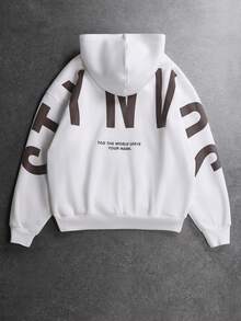 STYNVO Men's Casual Letter Print Hoodie, Autumn/Winter - White - View 4