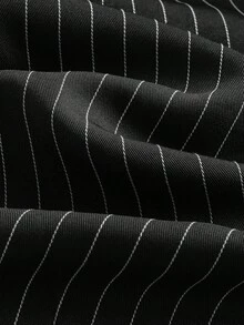 SHEIN SXY Quần kẻ sọc cạp cao màu đỏ cỡ lớn cho nữ, phù hợp mặc hàng ngày, công sở, đơn giản, đi làm, thanh lịch, giản dị, mua sắm, dạo phố, đi chơi, đơn giản và đa năng, dễ phối đồ và trông thon gọn, tôn dáng, tôn dáng, xuân/hè - màu đen - Xem 10
