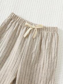 Cozy Pixies Bộ 2 áo cardigan cổ tròn tay dài và quần sọc cạp chun cho bé trai - Màu xanh bụi bặm - Xem 9