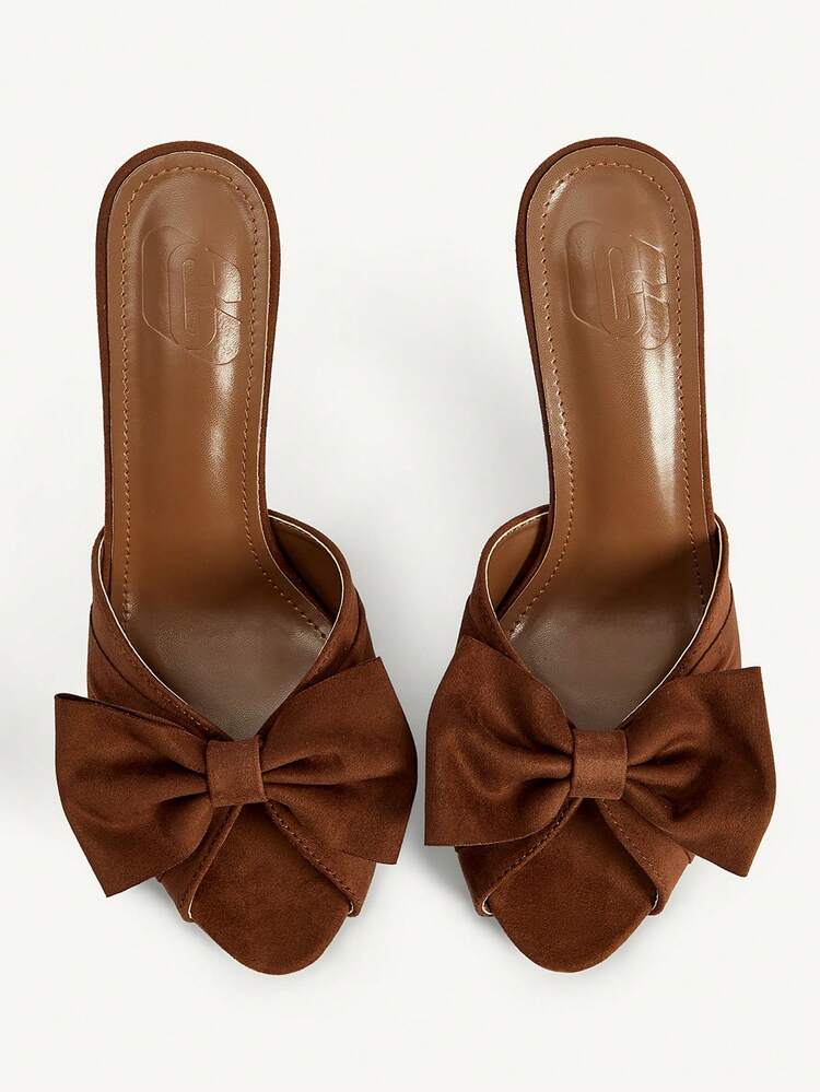 CUCCOO CHICEST Women Shoes Spring And Summer New Sexy Bow Peep ToeStiletto High Heel Slip-On 9.2 Cm Women's High Heel Sandals Suede Solid Color Shopping Dating Shoes Summer Shoes Wedding Shoes Bride Shoes