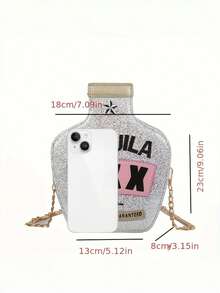 Joivida Laser Sequin Wine Bottle Shaped Shoulder Bag For Women Creative Reflective Personalized Embroidered Letter Crossbody Bag For Daily Commute Shopping Dating Party Photo Taking Fashion Handbag - multicolor - View 3