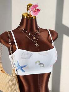 Amplova 2026 New Casual Basic Style Ocean Pattern Vacation Set, 2pcs For Women - Multicolor - View 10