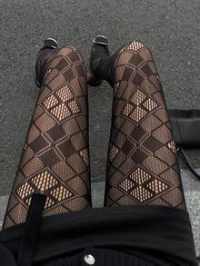 DAZY Women's Sexy Hollow Out Fishnet Sheer Tights - Black - View 8