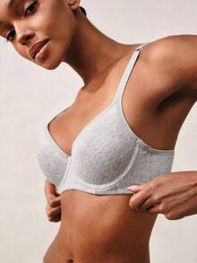 蜜桃女孩舒适日常内衣，多功能女士文胸，睡衣 - 灰色 - 查看 6