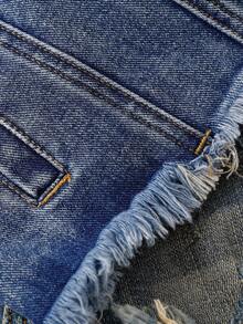 EMERY ROSE Damjeansjacka med enkelknäppt slitage, casual, mångsidig och vardaglig design - Blå - Visa 5