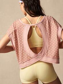 VARSIVA 女士波点印花圆领露背蝙蝠袖运动T恤 - 彩色 - 查看 2