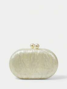 SHECARRY Ladies Clutch Bag, Exquisite Party Acrylic Clutch Bag. - Off-white - View 3