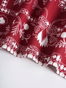 GlowEve 女士印花系领宽松休闲中长连衣裙 - 紅色 - 查看 6