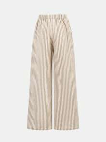 Firerie Kids 2pcs Tween Girls Casual Outfit - Vest Top + Loose Pants Set, Fashionable, Versatile, Suitable For Party, Outing, Photoshoot With Sisters, Park, Camping, Vacation, Daily Wear - Khaki - View 9