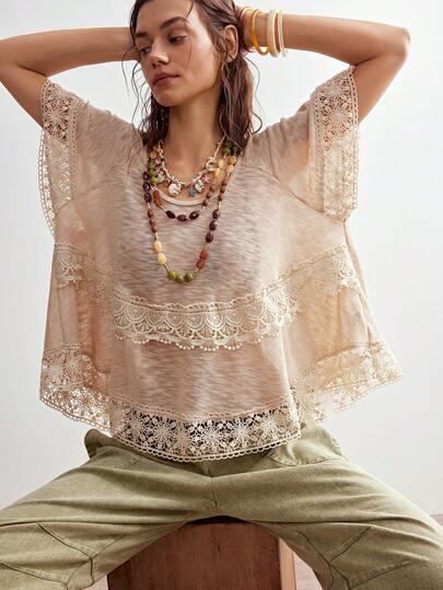 Bohemela 女士休闲纯色针织宽松圆领T恤