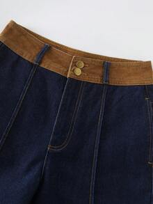 GlowEve CURVE Jeans casual in denim non elasticizzato con patchwork, taglie comode per donna - Blu lavato scuro - Visualizzare 3