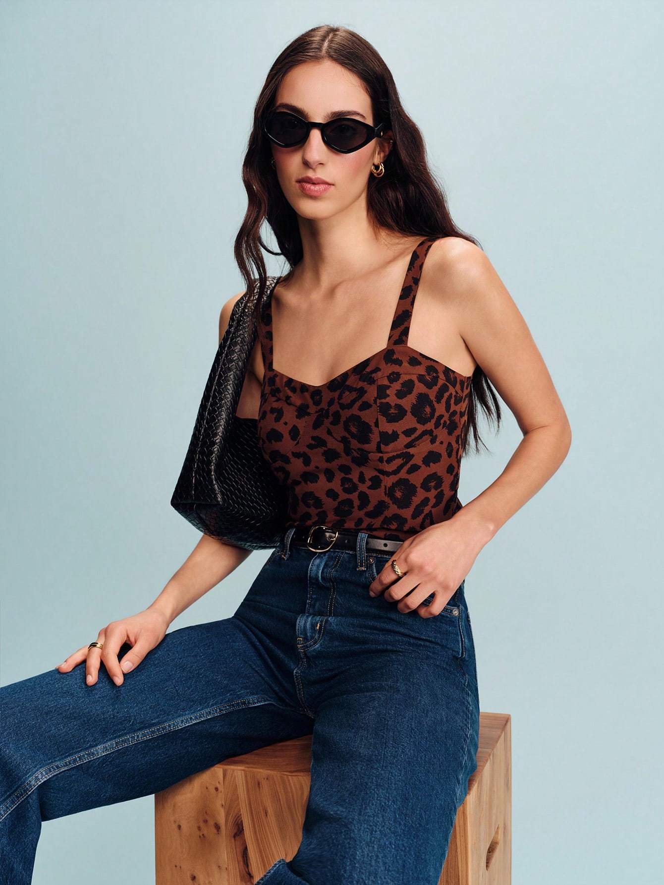 Leopard Corset-Like Top With Ruched Back Chic Top Spring Summer French Style Parisian Style Vacation Holiday Top