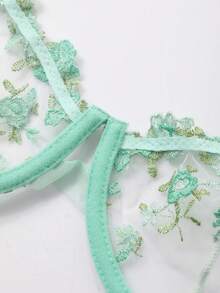 DAZY Colorful Lace Sexy Hollow Out Adjustable Spaghetti Strap Bra For Women - Green - View 8