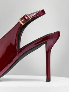 SHUZIA Eleganta pumps i läder med spetsigt tå och bakre rem för kvinnor - Bourgogne - Visa 7