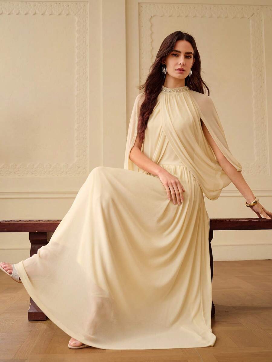ZEYLAH Waist Cinched Ruched Long Cardigan Style Knit Dress, Spring/Summer