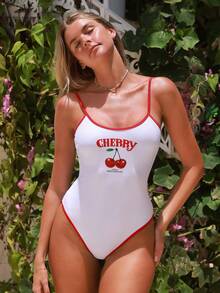 Swim Mod Women's One-Piece Cute Printed Vacation Casual Jumpsuit Swimsuit - Multicolor - View 3