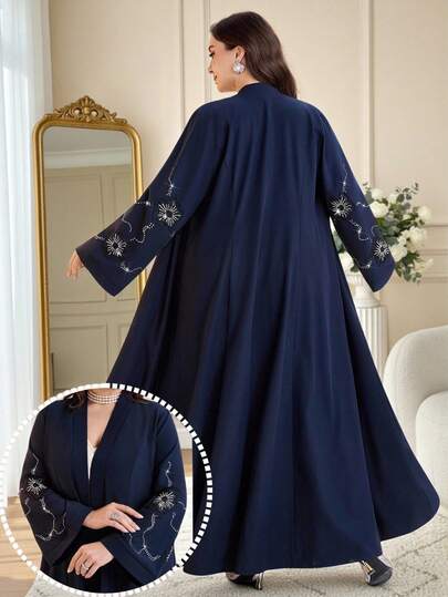 Al Najma Plus Size Women's Elegant Party Beaded & Rhinestone Decorated Abaya