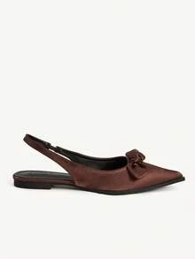 CUCCOO CHICEST 女士鞋 春夏新款浅蝴蝶结女鞋 织物鞋面 透气内里 日常休闲时尚平底鞋 - 咖啡棕 - 查看 3