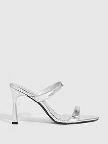 CUCCOO SZL Women's Adjustable Minimalist Maroon High Heel Sandals, For Casual Daily Wear Spring Shoes Spring Break Easter Prom Heels Spring Shoes Prom Heels - Silver - View 4