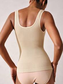 1 件女士无缝瘦腰塑身内衣，白色 - 杏色 - 查看 2