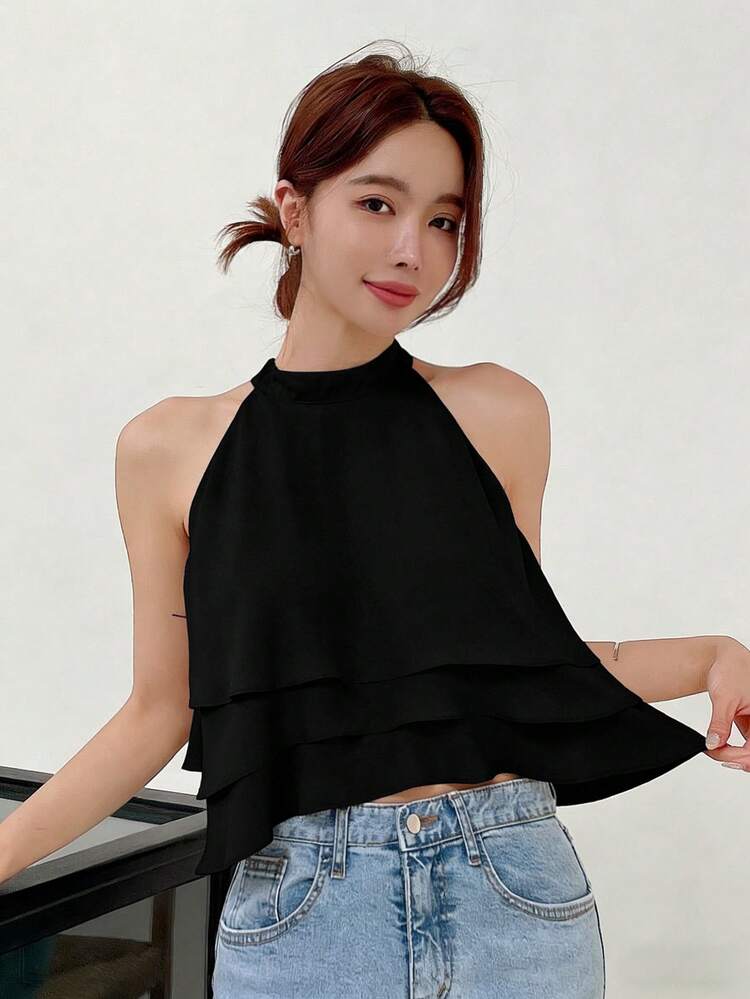 Sleeveless Business Casual Solid Color Blouse For Women Summer
