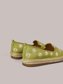 Styleloop 女士休闲雏菊刺绣波西米亚风一脚蹬乐福鞋 - 藏蓝色 - 查看 5